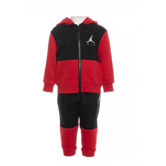Nike - Tuta logo Jordan Air rossa/nera in felpa con cappuccio zip e pantalone con polsino - 658507-023