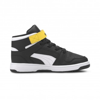 PUMA - REBOUND LAYUP SL V PS - BLACK/WHITE/YELLOW - BAMBINO - 370488 - 12
