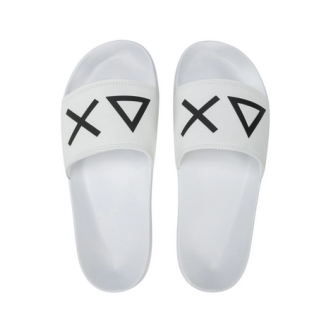 SUN68 CIABATTA DA UOMO SLIPPERS LOGO COLORE BIANCO NERO Uomo X35102-01