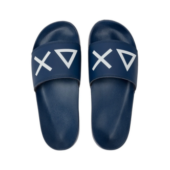 SUN68 CIABATTA DA UOMO SLIPPERS LOGO COLORE BLU BIANCO Uomo X35102-07