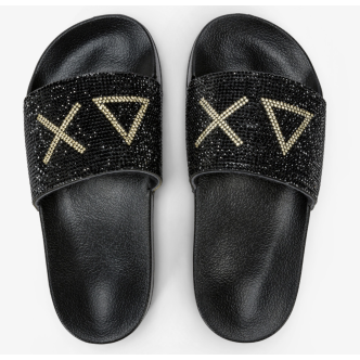 SUN68 CIABATTA DA RAGAZZA SLIPPERS LOGO COLORE NERO GLITTER RAGAZZA X35405-11