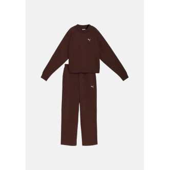 PUMA Tuta DOWNTOWN SWEATSUIT marrone per donna con mini logo iconico laterale 693995 33 Donna 693995 33