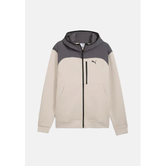 PUMA Felpa con zip PUMATECH beige e grigio per uomo con cappuccio 694490 82 Uomo 694490 82